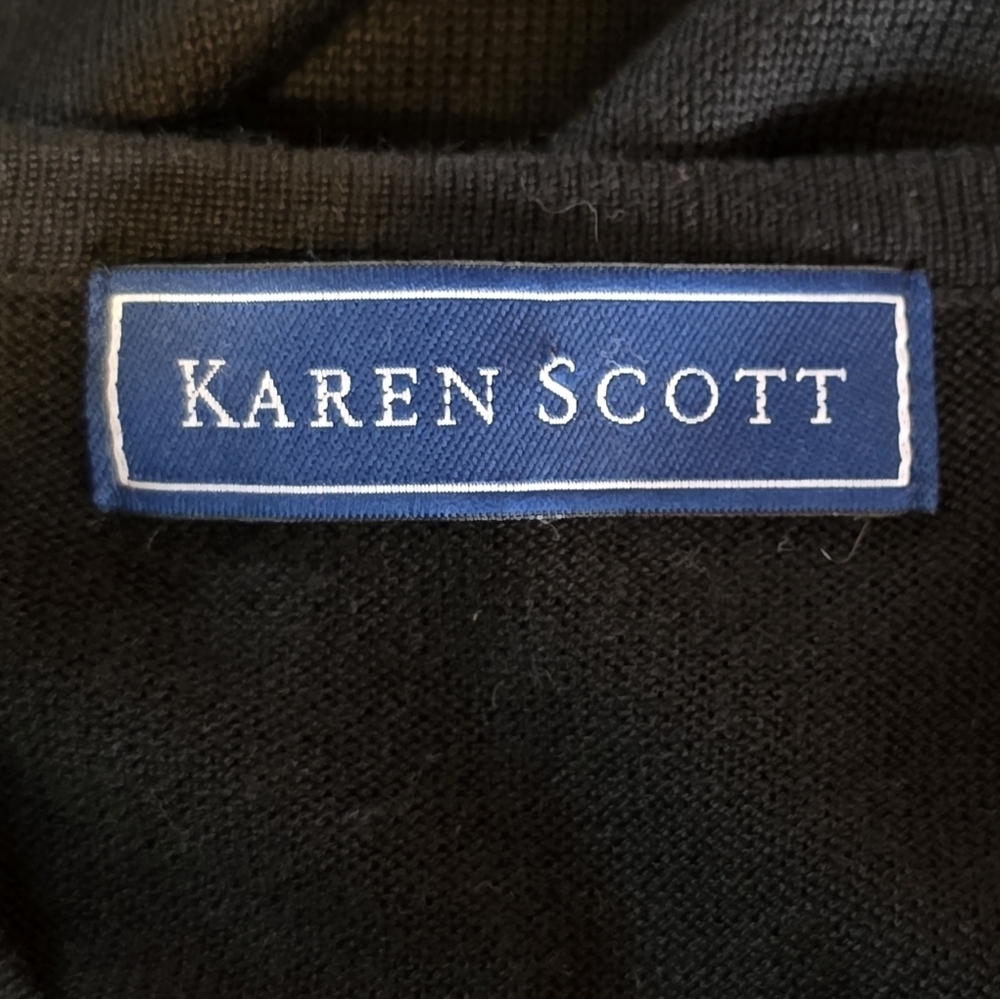 Vintage Karen Scott Fireworks Beaded Cardigan Sweater Y2K 2000 Black L - Picture 6 of 7